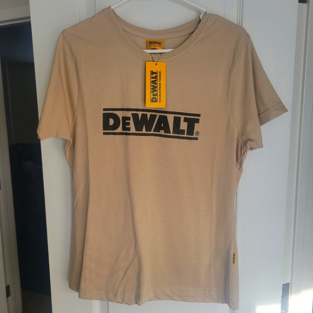 Dewalt tough women's tan logo Tshirt NWT. 2 SIZES Available